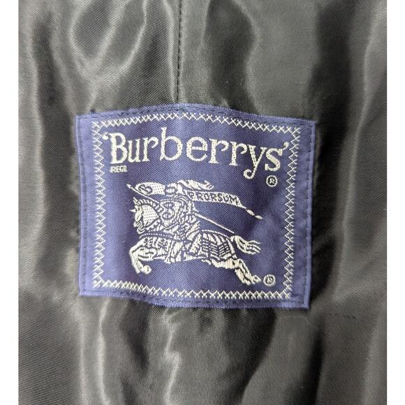 Burberry Black Trench Coat Nova Check Lined Belted Mid Length Wool Size L - Picture 9 of 9